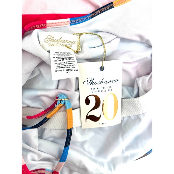 Shoshanna Rainbow Stripe Cami Classic One Piece Swimsuit Size 10 NWT $228 - Picture 4 of 6